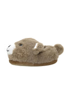 Plush animal-shaped slipper on a white background