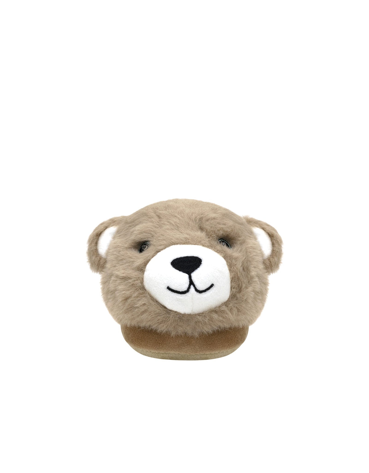 Plush bear head toy on a white background