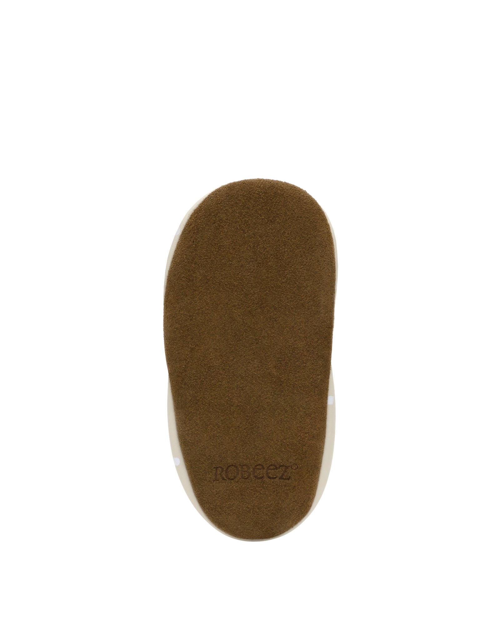 Brown shoe sole with 'Rogee' branding on a white background