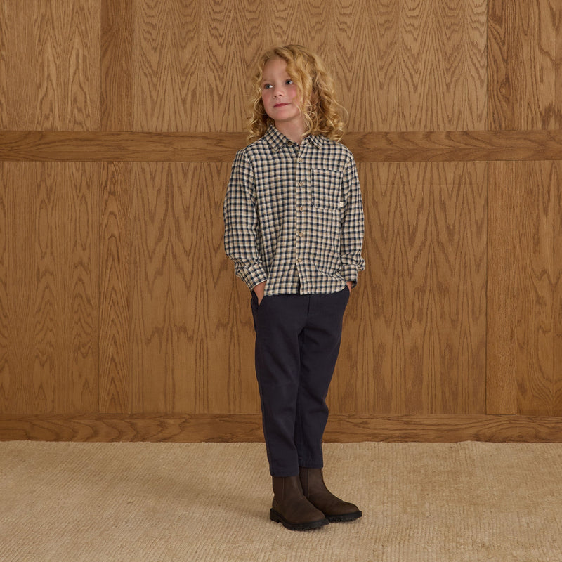 Collared Long Sleeve Shirt - Navy Check by Rylee + Cru