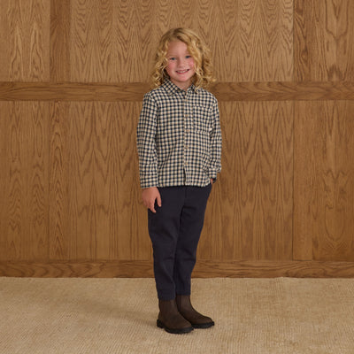Collared Long Sleeve Shirt - Navy Check by Rylee + Cru