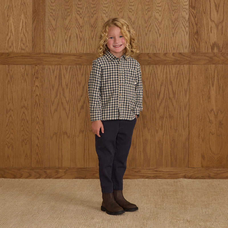 Collared Long Sleeve Shirt - Navy Check by Rylee + Cru