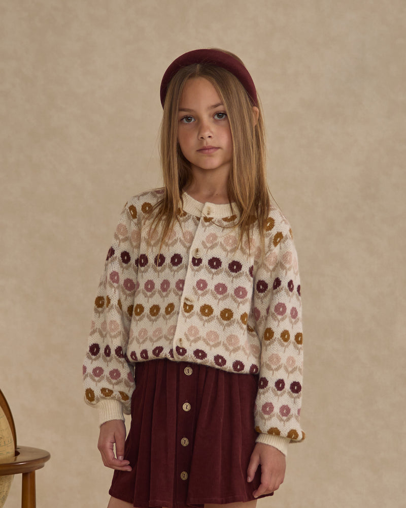 Button Front Mini Skirt - Burgundy by Rylee + Cru