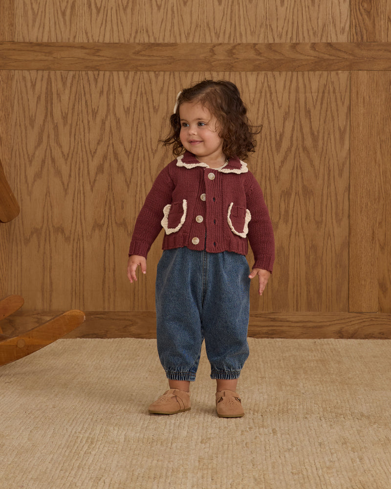 Collared Cardigan - Burgundy by Rylee + Cru - FINAL SALE