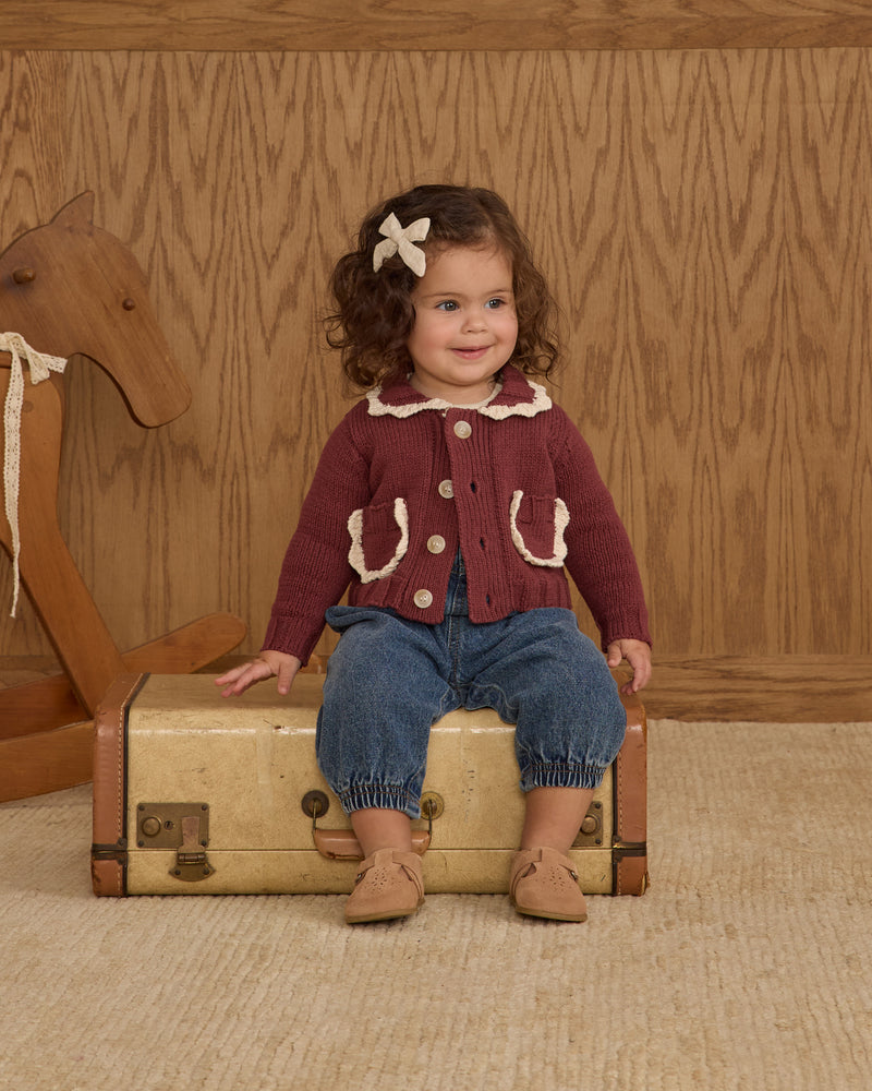 Collared Cardigan - Burgundy by Rylee + Cru - FINAL SALE