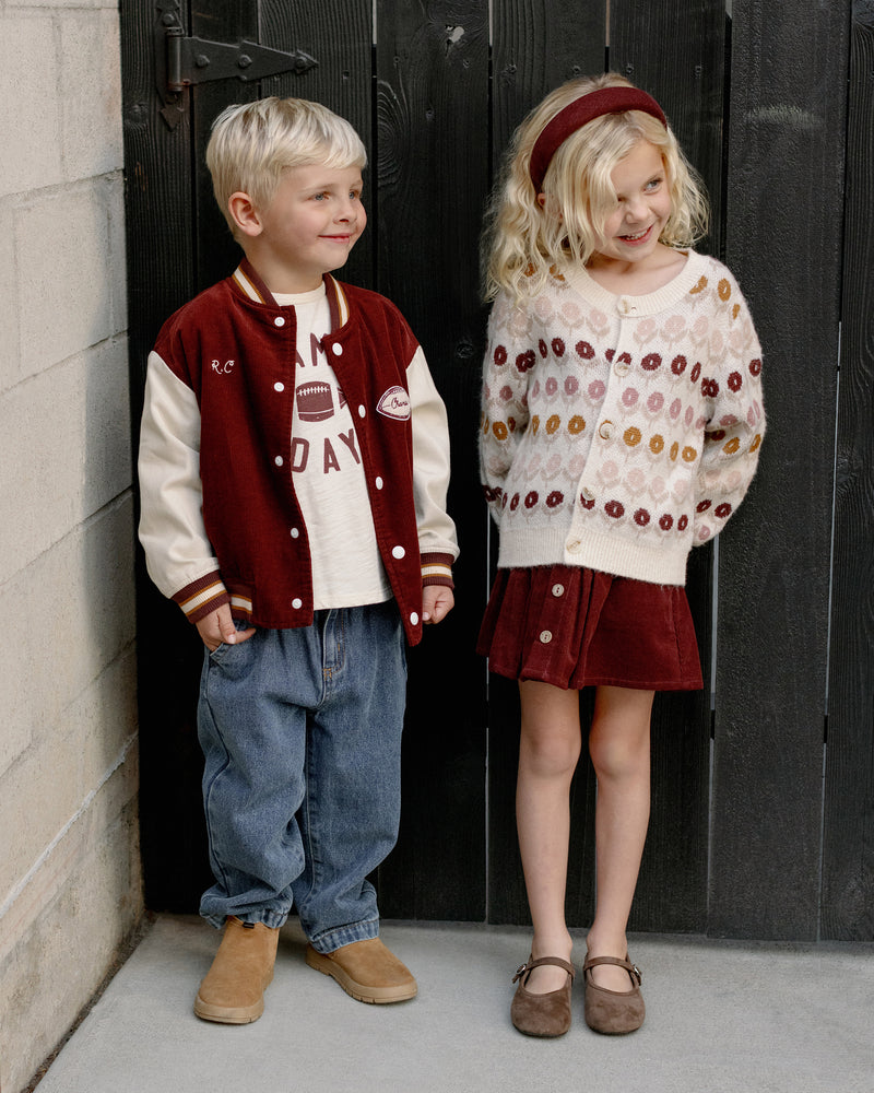 Button Front Mini Skirt - Burgundy by Rylee + Cru