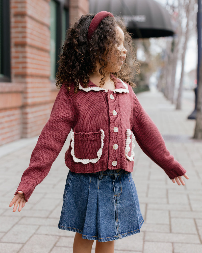Collared Cardigan - Burgundy by Rylee + Cru - FINAL SALE