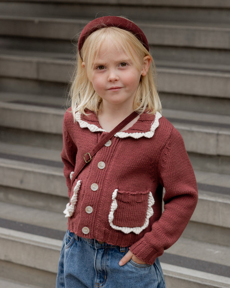 Collared Cardigan - Burgundy by Rylee + Cru - FINAL SALE