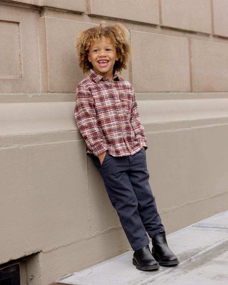 Collared Long Sleeve Shirt - Burgundy Plaid by Rylee + Cru