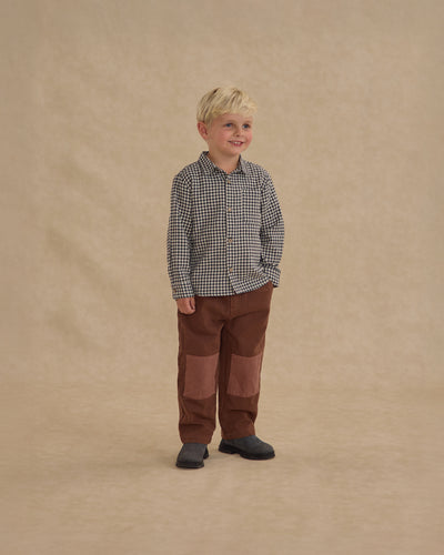 Collared Long Sleeve Shirt - Black Gingham by Rylee + Cru