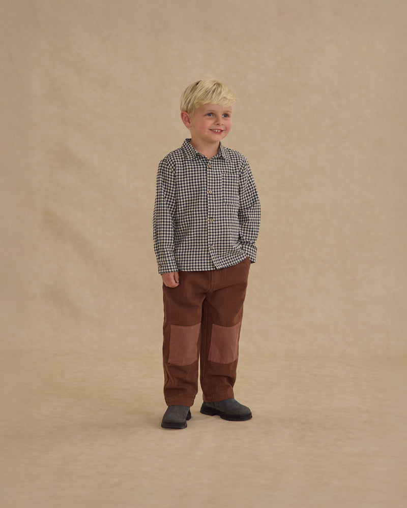 Collared Long Sleeve Shirt - Black Gingham by Rylee + Cru