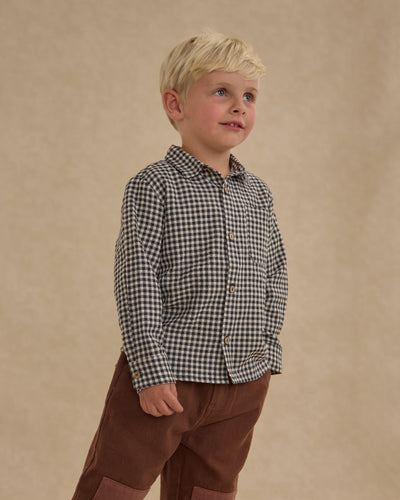 Collared Long Sleeve Shirt - Black Gingham by Rylee + Cru