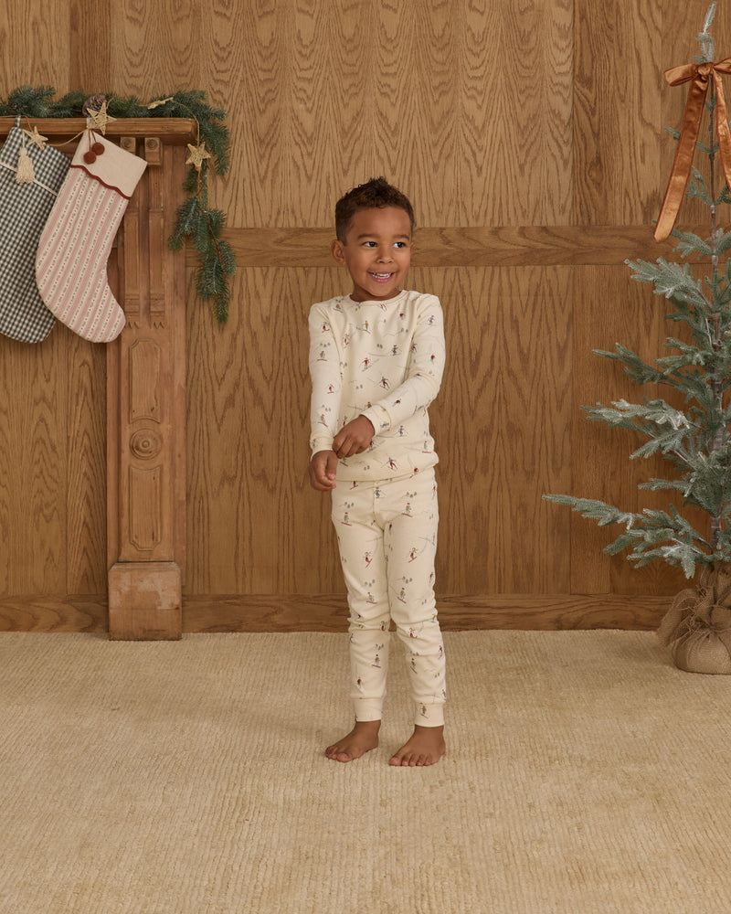 Organic Long Sleeve Pajama Set - Skiers by Rylee + Cru