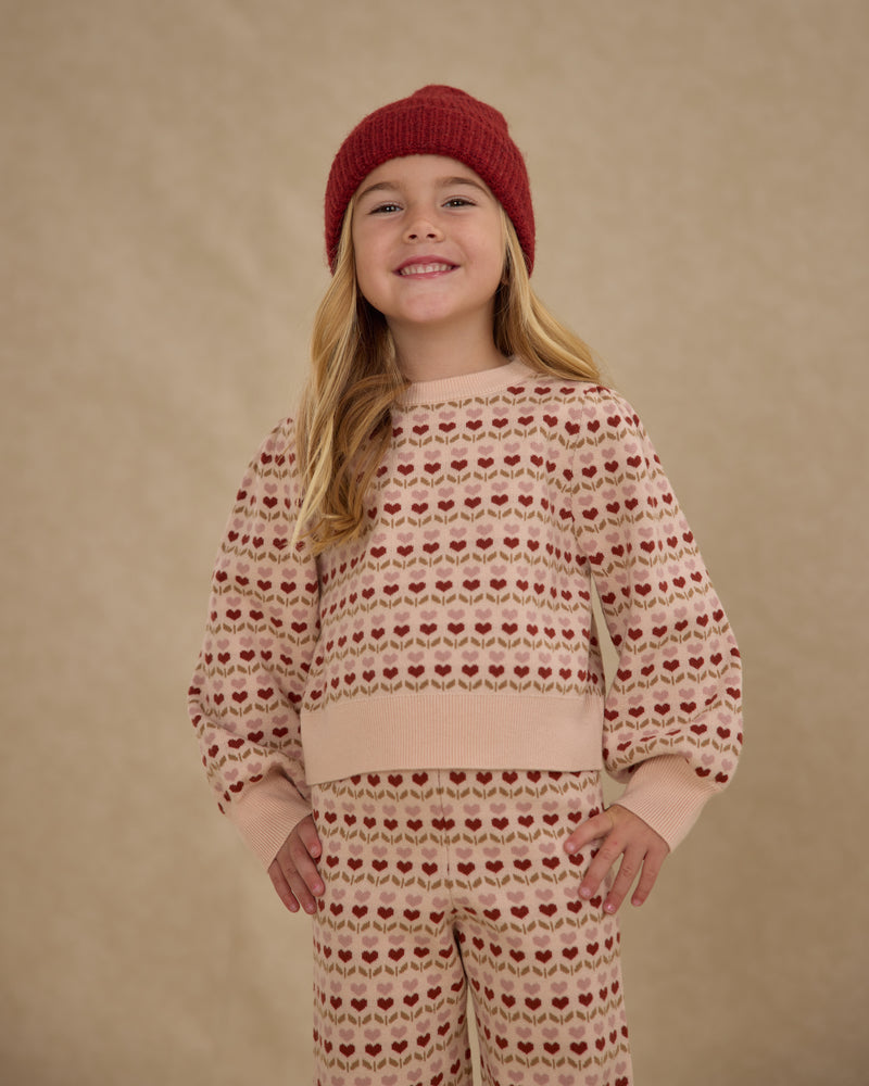 Jacquard Knit Set - Ruby Hearts by Rylee + Cru
