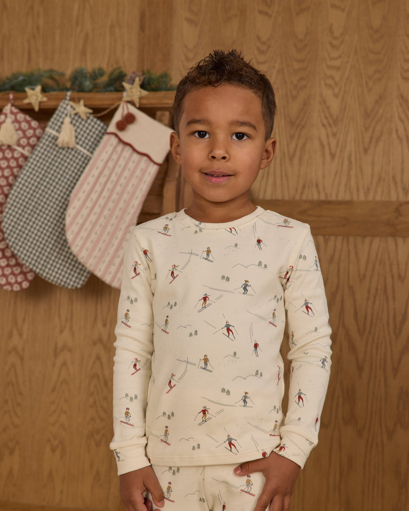 Organic Long Sleeve Pajama Set - Skiers by Rylee + Cru