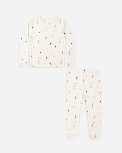 Organic Long Sleeve Pajama Set - Skiers by Rylee + Cru