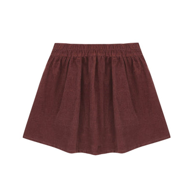 Button Front Mini Skirt - Burgundy by Rylee + Cru