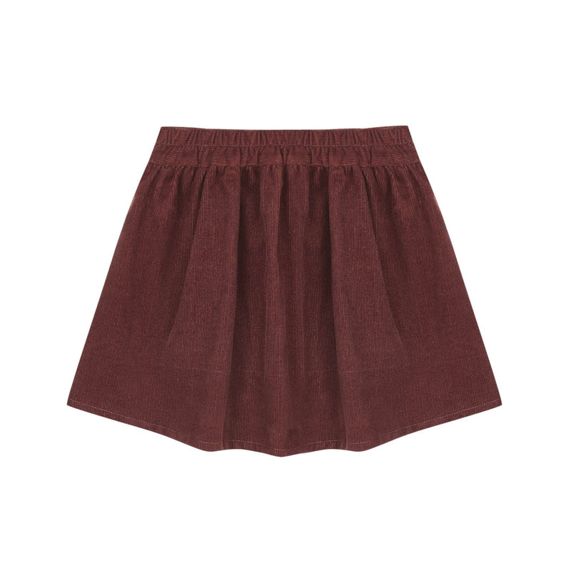 Button Front Mini Skirt - Burgundy by Rylee + Cru