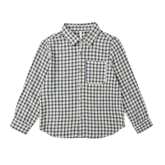 Collared Long Sleeve Shirt - Navy Check by Rylee + Cru