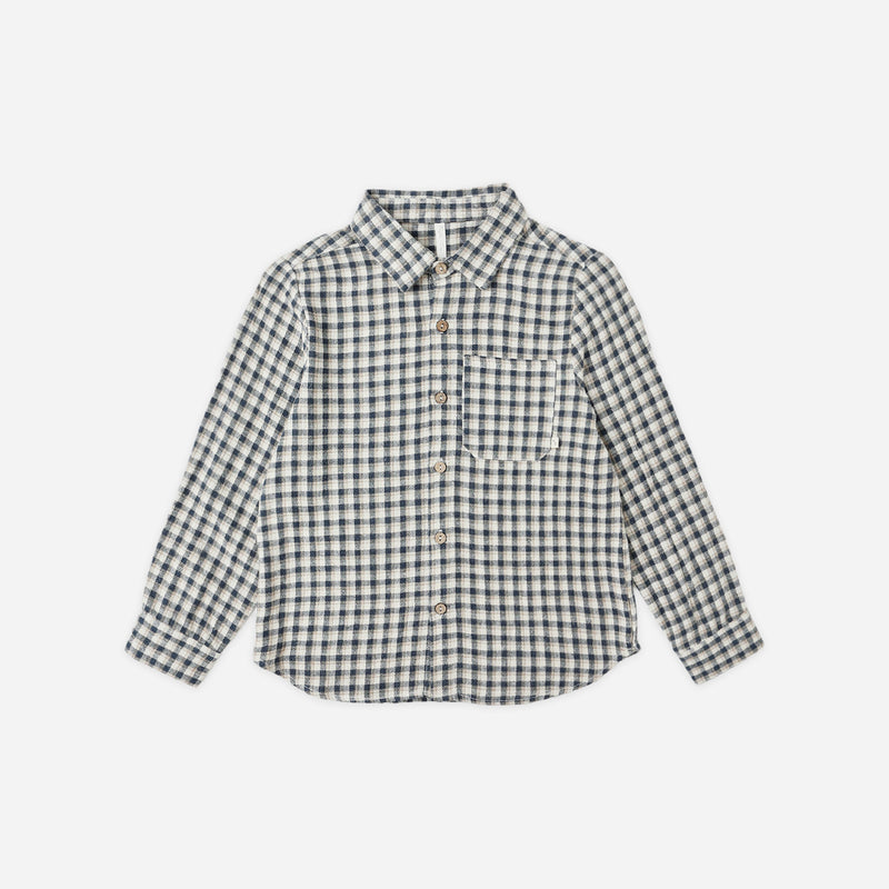 Collared Long Sleeve Shirt - Navy Check by Rylee + Cru