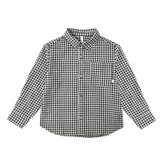 Collared Long Sleeve Shirt - Black Gingham by Rylee + Cru