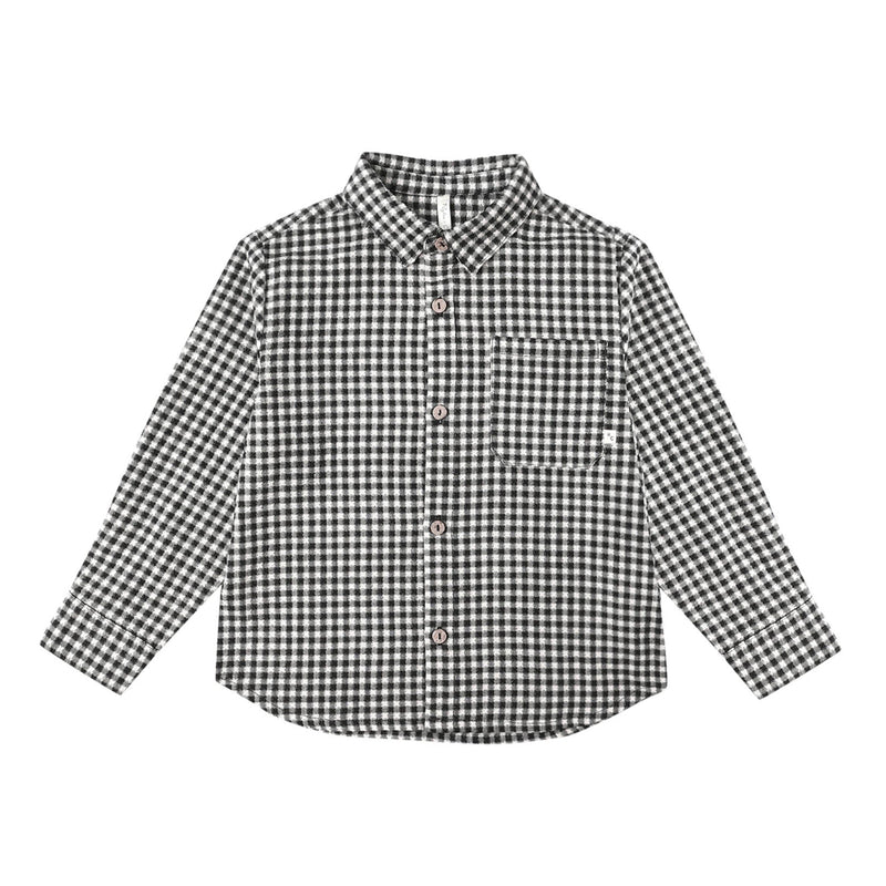 Collared Long Sleeve Shirt - Black Gingham by Rylee + Cru