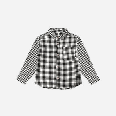 Collared Long Sleeve Shirt - Black Gingham by Rylee + Cru