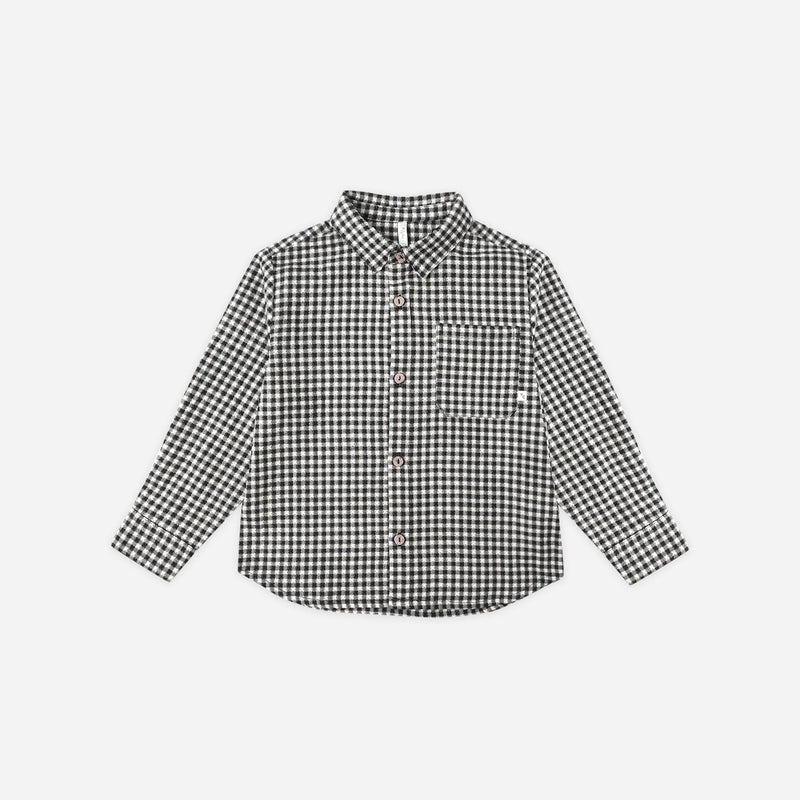 Collared Long Sleeve Shirt - Black Gingham by Rylee + Cru