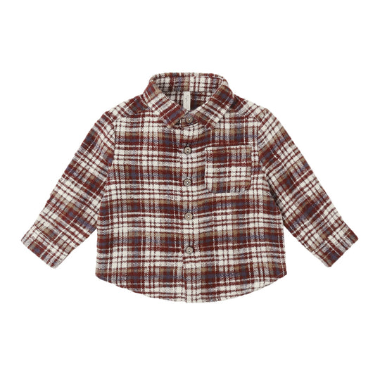 Collared Long Sleeve Shirt - Burgundy Plaid by Rylee + Cru
