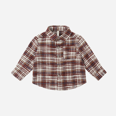Collared Long Sleeve Shirt - Burgundy Plaid by Rylee + Cru