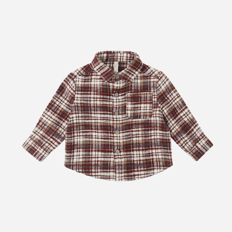 Collared Long Sleeve Shirt - Burgundy Plaid by Rylee + Cru