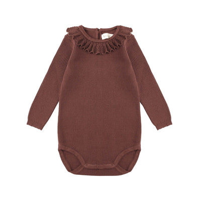 Ruffle Collar Bodysuit - Burgundy by Rylee + Cru - FINAL SALE