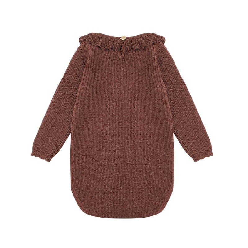 Ruffle Collar Bodysuit - Burgundy by Rylee + Cru - FINAL SALE