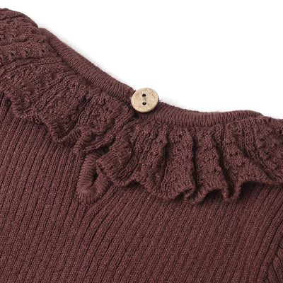Ruffle Collar Bodysuit - Burgundy by Rylee + Cru - FINAL SALE