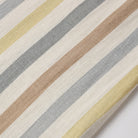 Close-up of a fabric with horizontal stripes in beige, gray, and brown on a white background.