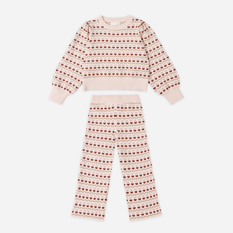 Jacquard Knit Set - Ruby Hearts by Rylee + Cru