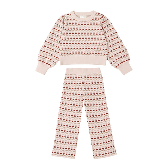 Jacquard Knit Set - Ruby Hearts by Rylee + Cru