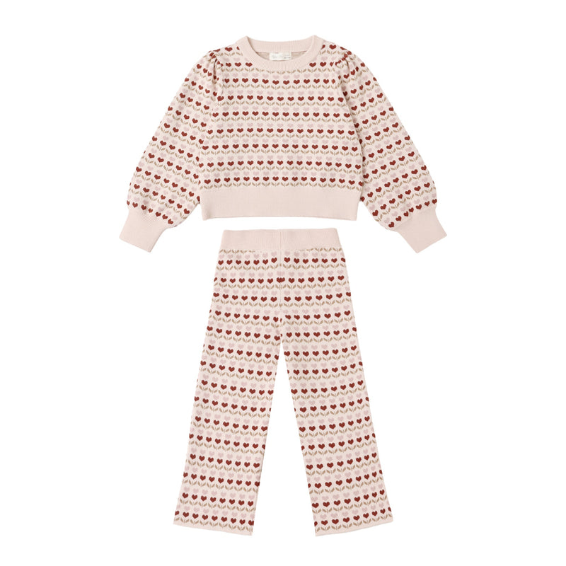 Jacquard Knit Set - Ruby Hearts by Rylee + Cru