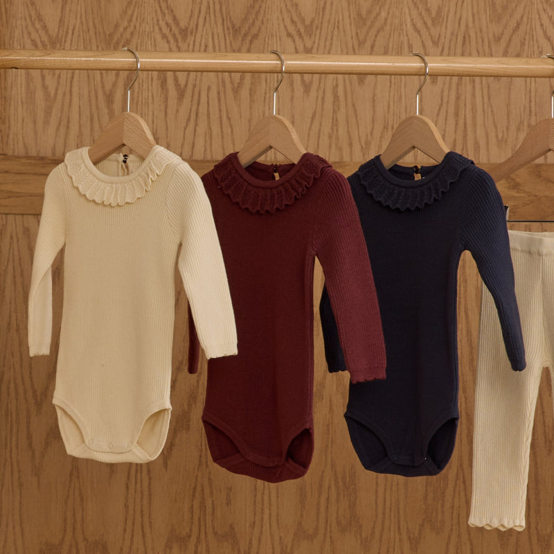 Ruffle Collar Bodysuit - Burgundy by Rylee + Cru - FINAL SALE
