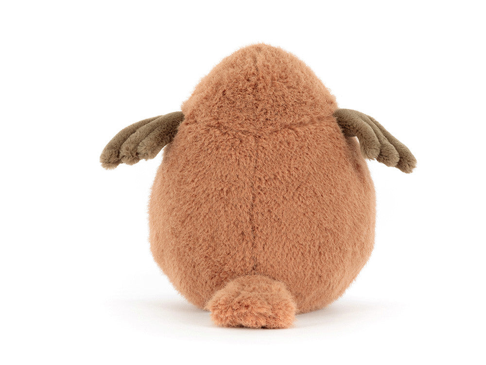 Brown plush toy resembling a potato on a white background