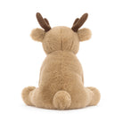 Plush reindeer toy on a white background