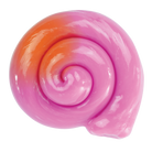 Pink and orange swirled object on a white background