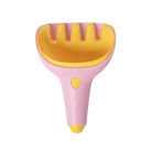 Pink and yellow hairbrush on a white background