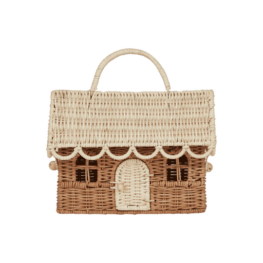 Rattan Gingerbread Casa Clutch - Natural/Straw by Olli Ella