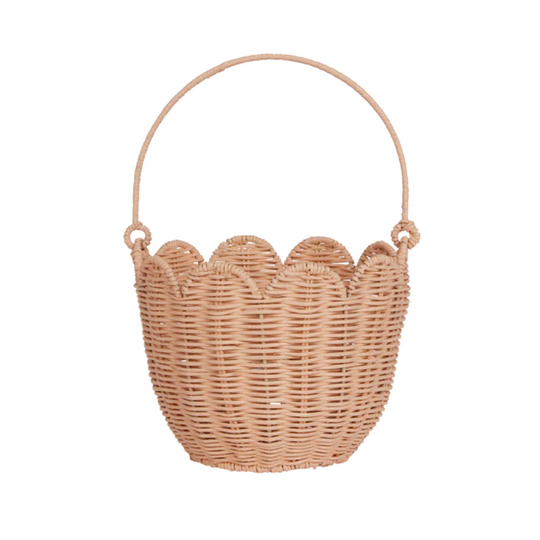 Rattan Tulip Carry Basket - Seashell Pink by Olli Ella