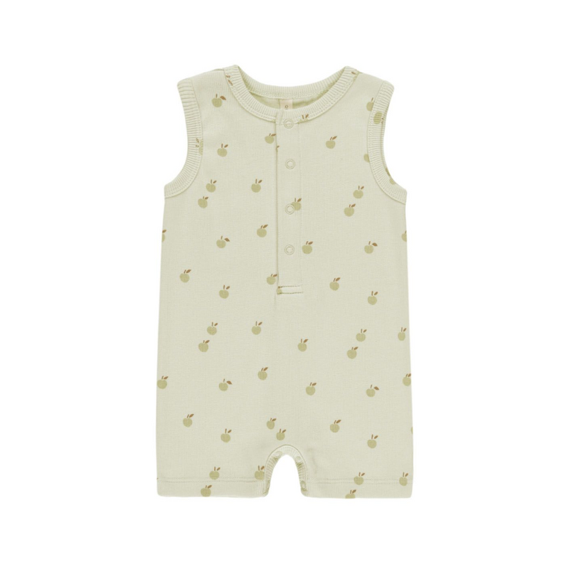 Ribbed Henley Romper - Apples by Quincy Mae