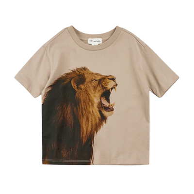 Roaring Lion Organic Cotton T-Shirt - Taupe by miles the label.