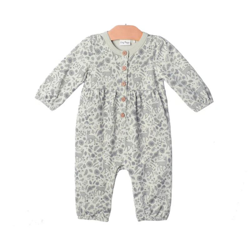 Henley Long Leg Romper- Combed Jersey Deer by City Mouse