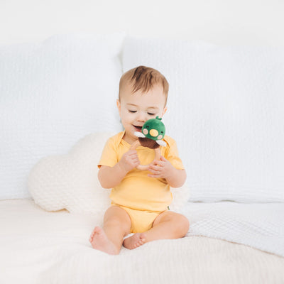 Mallard Duck Wooden & Plush Baby Teether by Pearhead