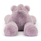 Plush teddy bear toy in pink on a white background